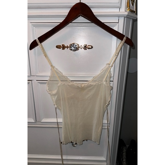 RARE Y2K True Vintage, Abercrombie & Fitch cream, sheer, lace camisole, Sz M - Picture 4 of 16